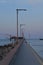 Porto Garibaldi, Ferrara, Italy. Main pier at sunset