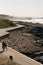 Porto Homem do Leme Beach Picturesque View with Walking People on a Sunny Blue Sky Day, portugal - sep 2022