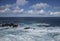 Porto Moniz, Madeira, Portugal - foamy waters of the ocean.