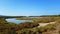 Porto Pino pond panoramic view. Sardinia, Italy