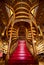 PORTO, PORTUGAL - December 11, 2018: Large wooden staircase with red steps inside library bookstore Livraria Lello in historic