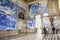 Porto, Portugal - Jan 10, 2020: Interior of Sao Bento railway station with typical azulejo tiles. Typical Portuguese tile work