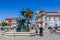 Porto, Portugal -  May 28, 2019: Lion fountain in Porto