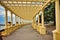 Porto - Portugal. Oceanfront sea promenade pergola walkway with pillars, Foz Porto, Portugal. Pergola da Foz promenade. Famous