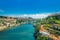 Porto, Portugal: Ponte Infante D Henriques bridge over Duoro river connecting Vila Nova de Gaia and Ribeira district