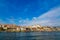 Porto, Portugal, Riberia old town cityscape with colorful houses, Dom Luis bridge, seen form Douro River