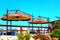 PORTO POTENZA PICENA, ITALY - CIRCA JUNE 2020: Beach resort in Porto Potenza Picena