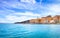 Porto Santo Stefano seafront and village skyline. Argentario, Tu