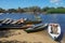 Porto Seguro, Bahia, Brazil: wooden fishing boats moored in Caraiva, coastal and riverside community