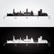 Porto skyline and landmarks silhouette