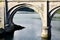 Portochao bridge, bridge of the railroad track, on the Landro river in the city of Viveiro, Lugo, Galicia. Spain. Europe. October