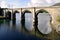 Portochao bridge, bridge of the railroad track, on the Landro river in the city of Viveiro, Lugo, Galicia. Spain. Europe. October