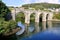 Portochao bridge, bridge of the railroad track, on the Landro river in the city of Viveiro, Lugo, Galicia. Spain. Europe. October