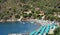 Portoferraio bay,panoramic view, umbrellas, Elba Island