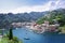 Portofino, Genova province, Liguria, Italy: 09 aug 2018. Portofino landscape, touristic Mediterranean place with colorful houses.