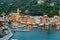 Portofino harbour  village in summer time ,fisherman village , touristic season