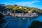 Portofino panorama,luxury harbor and colorful houses,Liguria,Italy