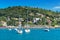 Portoroz town beach with boats