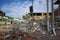 Portoviejo, Ecuador - April, 18, 2016: Mountain of rubble fro a collapsed building after 7.8 earthquake