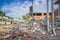 Portoviejo, Ecuador - April, 18, 2016: Mountain of rubble fro a collapsed building after 7.8 earthquake