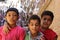 Portrait of 3 boy friends in street in giza, egypt