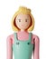 Portrait 3d model of young woman cartoon character with blond hair avatar cartoon is on white background 3d illustration