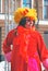 Portrait of an actress in red animal carnival costume