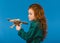 portrait of adorable child in pilot costume with wooden plane toy