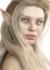 Portrait of a adorable fantasy character. Elegant female elf with a white background.