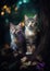 portrait of adorable kittens sitting with trees generative AI