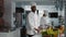 Portrait of african american chef cooking gourmet meal