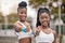 Portrait of african american tennis players with a thumbs up. Happy friends support each other before tennis practice