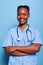 Portrait of african american therapist assistant smiling at camera