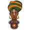 Portrait of an African princess Isolated on a white background. Vector graphics