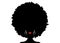 Portrait African Woman silhouette, dark skin female face with afro curly hair and ethnic traditional earrings, vector isolated