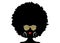 Portrait African Woman silhouette, dark skin female face with afro curly hair and gold metal sunglasses, vector isolated. Curly