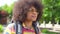 Portrait african woman tourist with an afro hairstyle