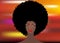 Portrait African Women , dark skin female face with beautiful traditional black hair afro, colorful sunset background, hairstyle