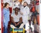 Portrait of afro patient with two paramedics