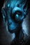 Portrait of alien from deep space, extraterrestrial humanoid at night, generative AI
