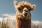 portrait of alpaca in a farm