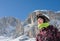 Portrait alpine skier. Selva di Val Gardena, Italy