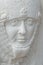 Portrait of ancient aged sculpture of Venetian Renaissance Era woman in Venice, Italy, closeup, details