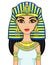 Portrait of the animation Egyptian princess in gold jewelry. Queen Cleopatra.