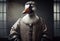 Portrait of an anthropomorphic goose dressed as a prisoner. Generate Ai.