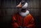 Portrait of an anthropomorphic goose dressed as a prisoner. Generate Ai.