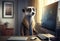 Portrait of an anthropomorphic meerkat as a developer in the office. Generate Ai.