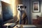 Portrait of an anthropomorphic meerkat as a developer in the office. Generate Ai.