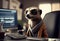 Portrait of an anthropomorphic meerkat as a developer in the office. Generate Ai.