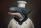 Portrait of an anthropomorphic whale in a Restaurant chef costume. Generate Ai